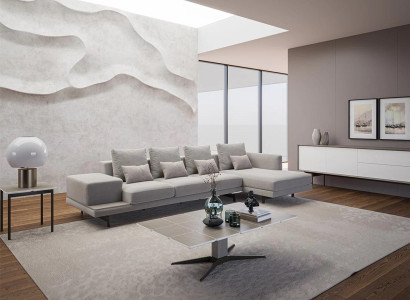 Luxury Living room Set 3-piece Corner sofa L-shape new Coffee table with Wood Side table
